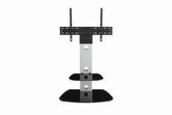 AVF Lucerne 70cm Column TV Stand For TVs 32-65" | Silver & Black Glass | FSL700LUCS