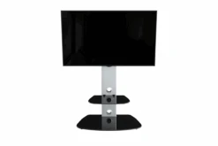 AVF Lucerne 70cm Column TV Stand For TVs 32-65" | Silver & Black Glass | FSL700LUCS -Home Appliances 03 FSL700LUCS