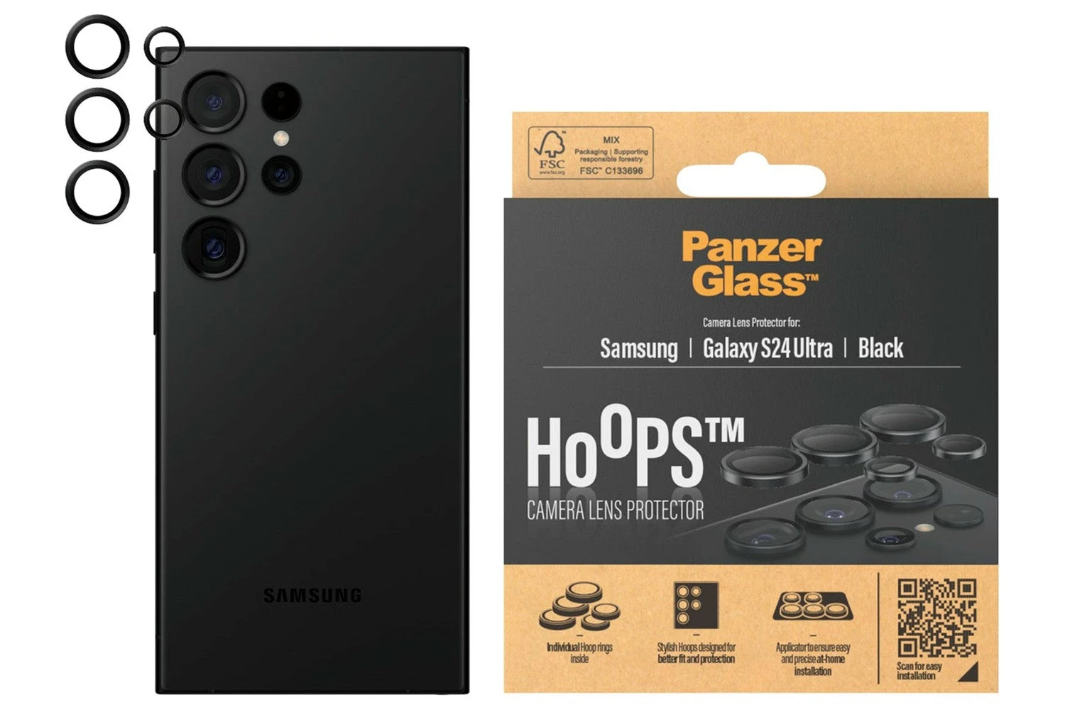 PanzerGlass Hoops Samsung Galaxy S24 Ultra Camera Lens Protector | Black 5 PanzerGlass Hoops Samsung Galaxy S24 Ultra Camera Lens Protector | Black - Image 3