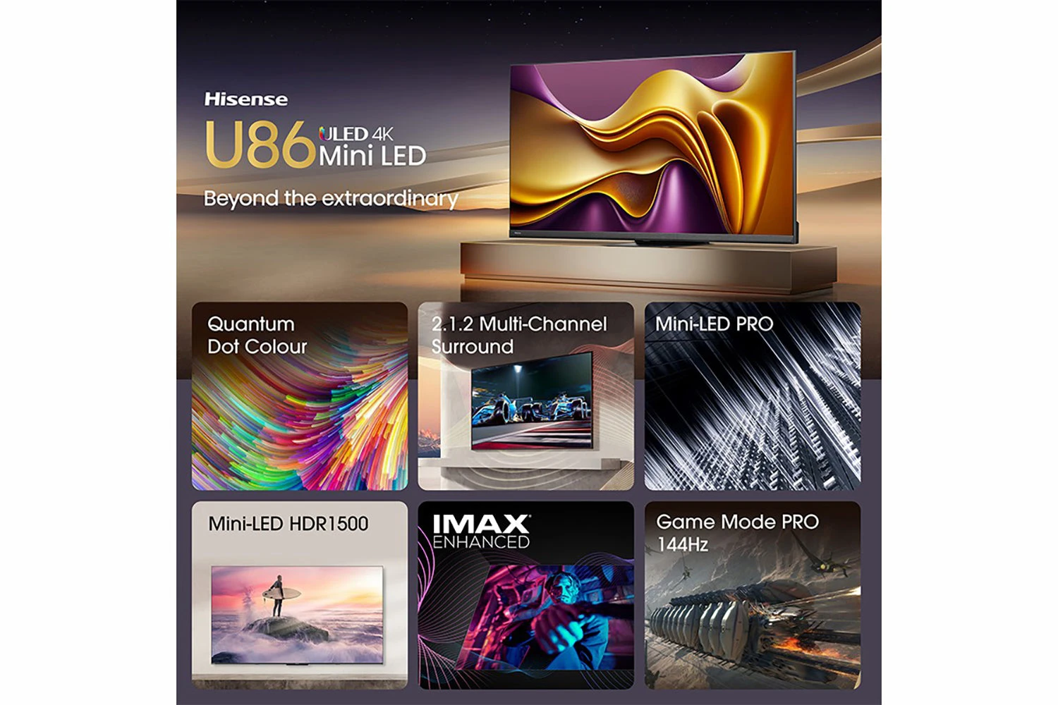 Hisense 55" U86 4K Mini LED Smart TV | 55U86KQTUK 8 Hisense 55" U86 4K Mini LED Smart TV | 55U86KQTUK - Image 6