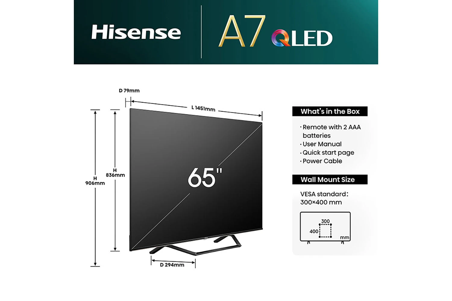 Hisense 65" A7N 4K QLED Smart TV | 65A7NQTUK 12 Hisense 65" A7N 4K QLED Smart TV | 65A7NQTUK - Image 10