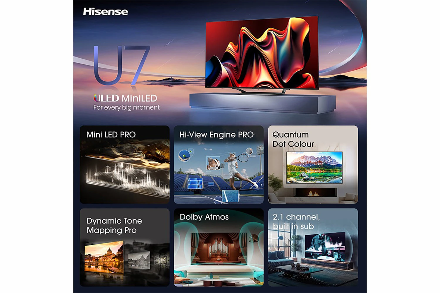 Hisense 65" U7N 4K Mini LED Smart TV | 65U7NQTUK 6 Hisense 65" U7N 4K Mini LED Smart TV | 65U7NQTUK - Image 4