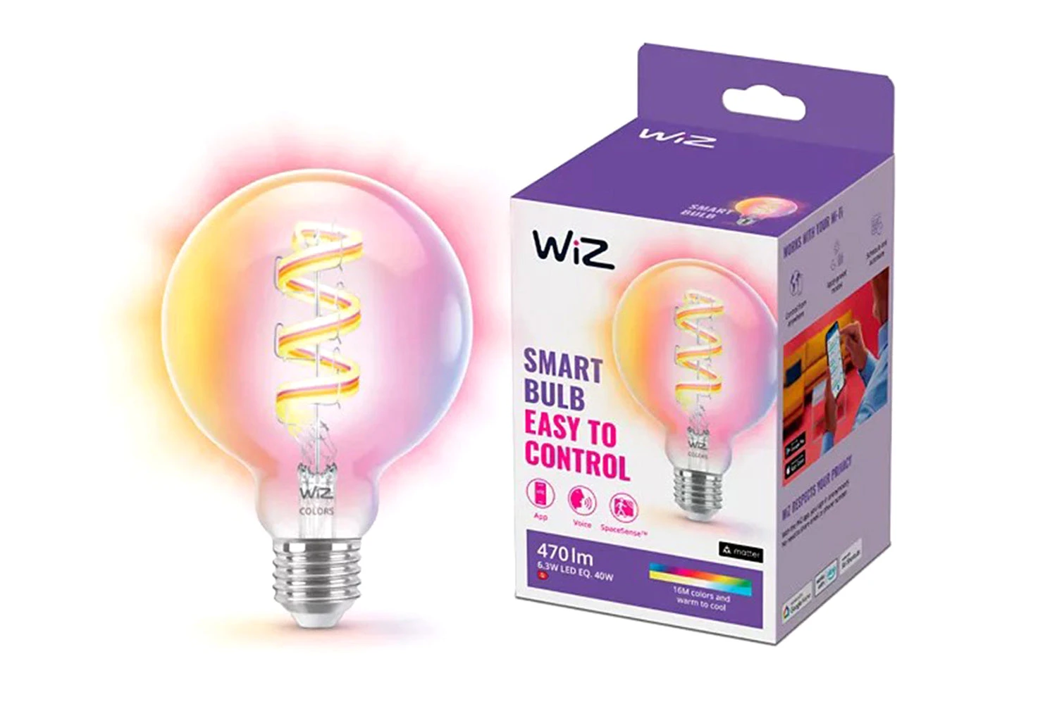 Wiz Filament Globe G95 E27 Smart LED Bulb | Clear 8 Wiz Filament Globe G95 E27 Smart LED Bulb | Clear - Image 6