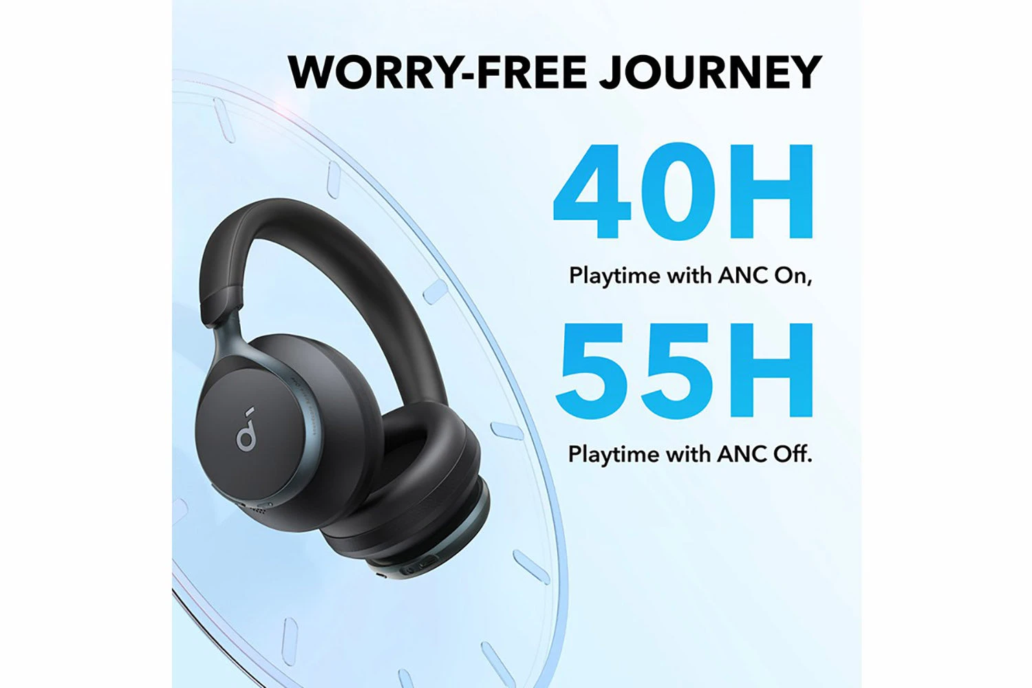 Anker Space One Over-Ear Wireless Active Noise Cancelling Headphones | Jet Black 7 Anker Space One Over-Ear Wireless Active Noise Cancelling Headphones | Jet Black - Image 5