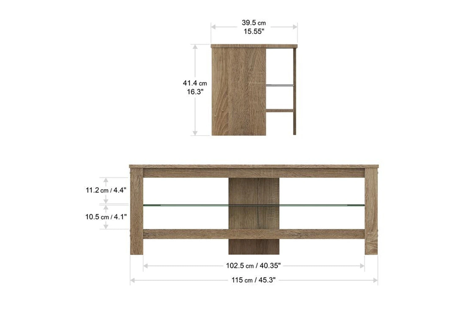 AVF Calibre Plus 1.15m TV Stand With Glass Shelf For TVs Up To 55" | Rustic Sawn Oak | CA115GOX 7 AVF Calibre Plus 1.15m TV Stand With Glass Shelf For TVs Up To 55" | Rustic Sawn Oak | CA115GOX - Image 5
