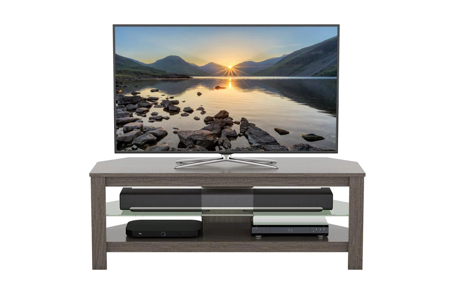 AVF Calibre Plus 1.15m TV Stand With Glass Shelf For TVs Up To 55" | Grey Oak| CA115GREX 6 AVF Calibre Plus 1.15m TV Stand With Glass Shelf For TVs Up To 55" | Grey Oak| CA115GREX - Image 4