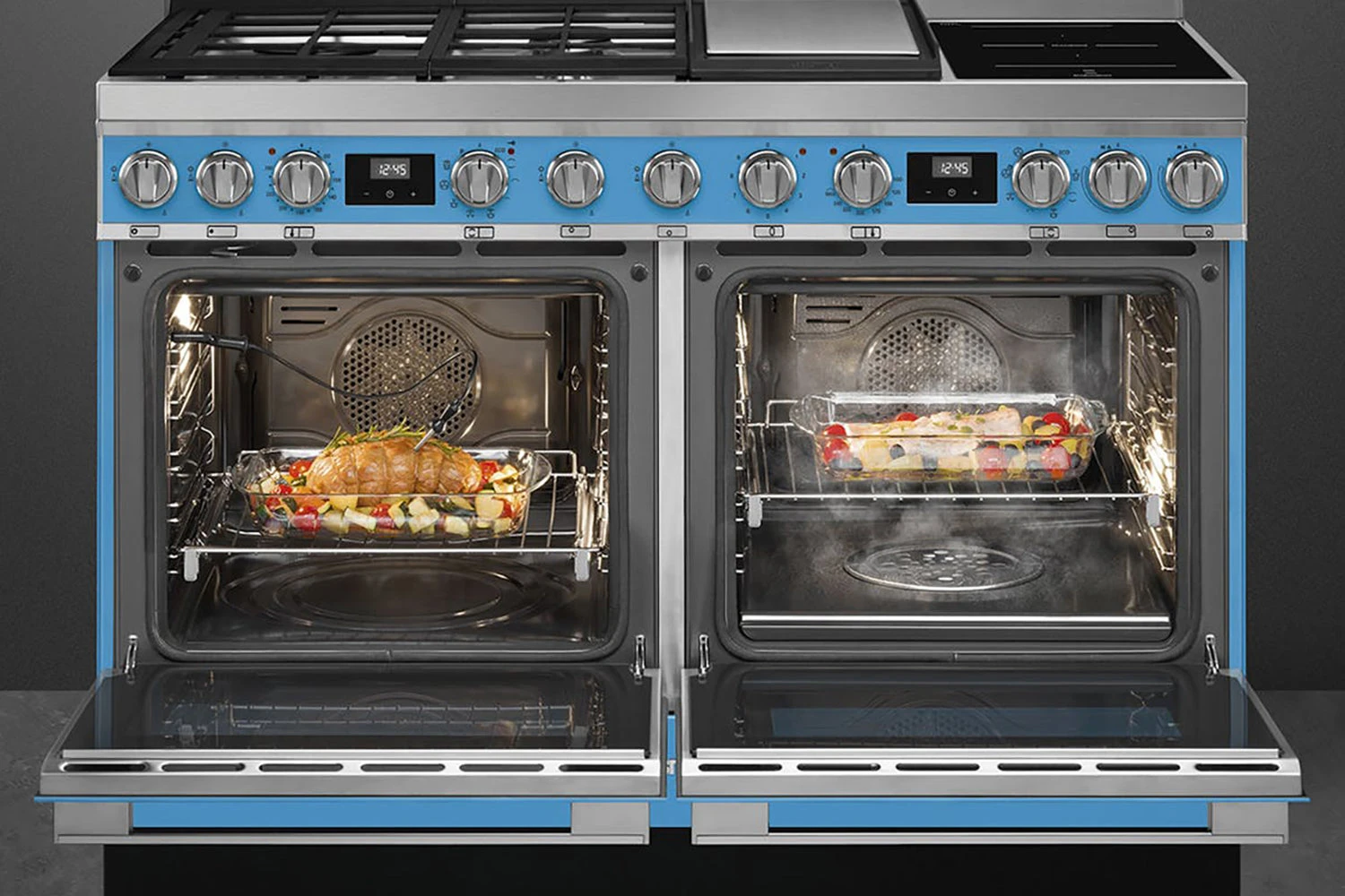 Smeg 120cm Portofino Dual Fuel Range Cooker | CPF120IGMPT | Turquoise 11 Smeg 120cm Portofino Dual Fuel Range Cooker | CPF120IGMPT | Turquoise - Image 9