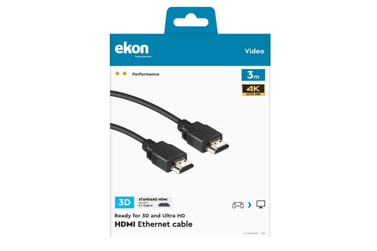 Ekon 4K Ultra High Speed HDMI Cable With Ethernet | 3m 4 Ekon 4K Ultra High Speed HDMI Cable With Ethernet | 3m - Image 2