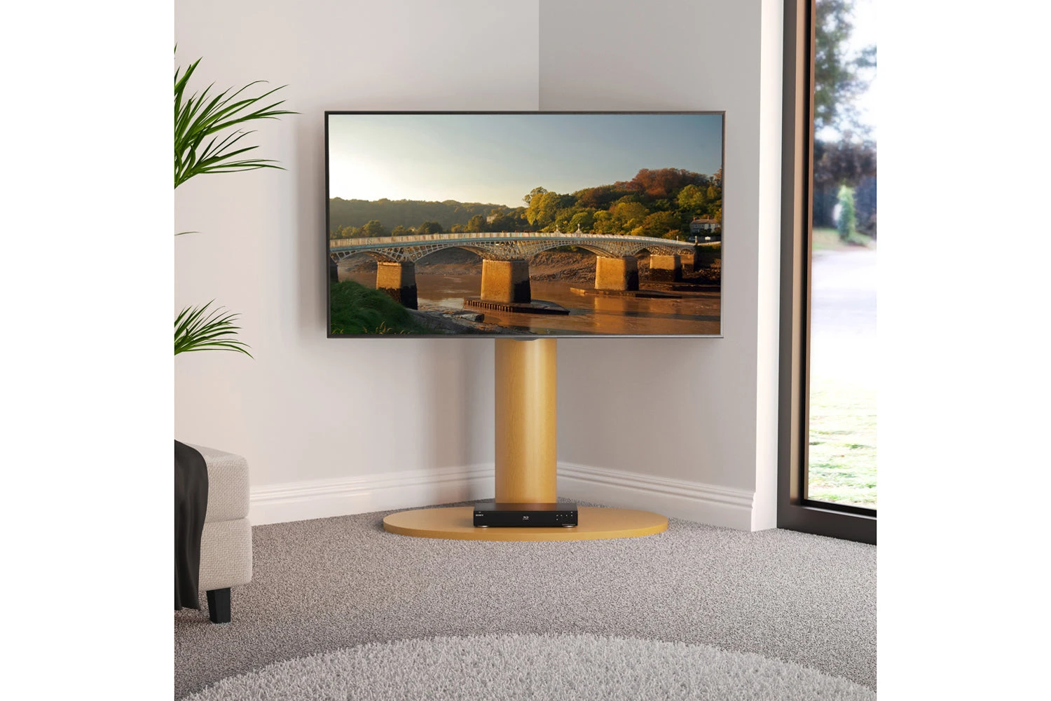 AVF Chepstow One 93cm Column TV Stand, For TVs 32-65" | Oak| FL930CHEO 4 AVF Chepstow One 93cm Column TV Stand, For TVs 32-65" | Oak| FL930CHEO - Image 2