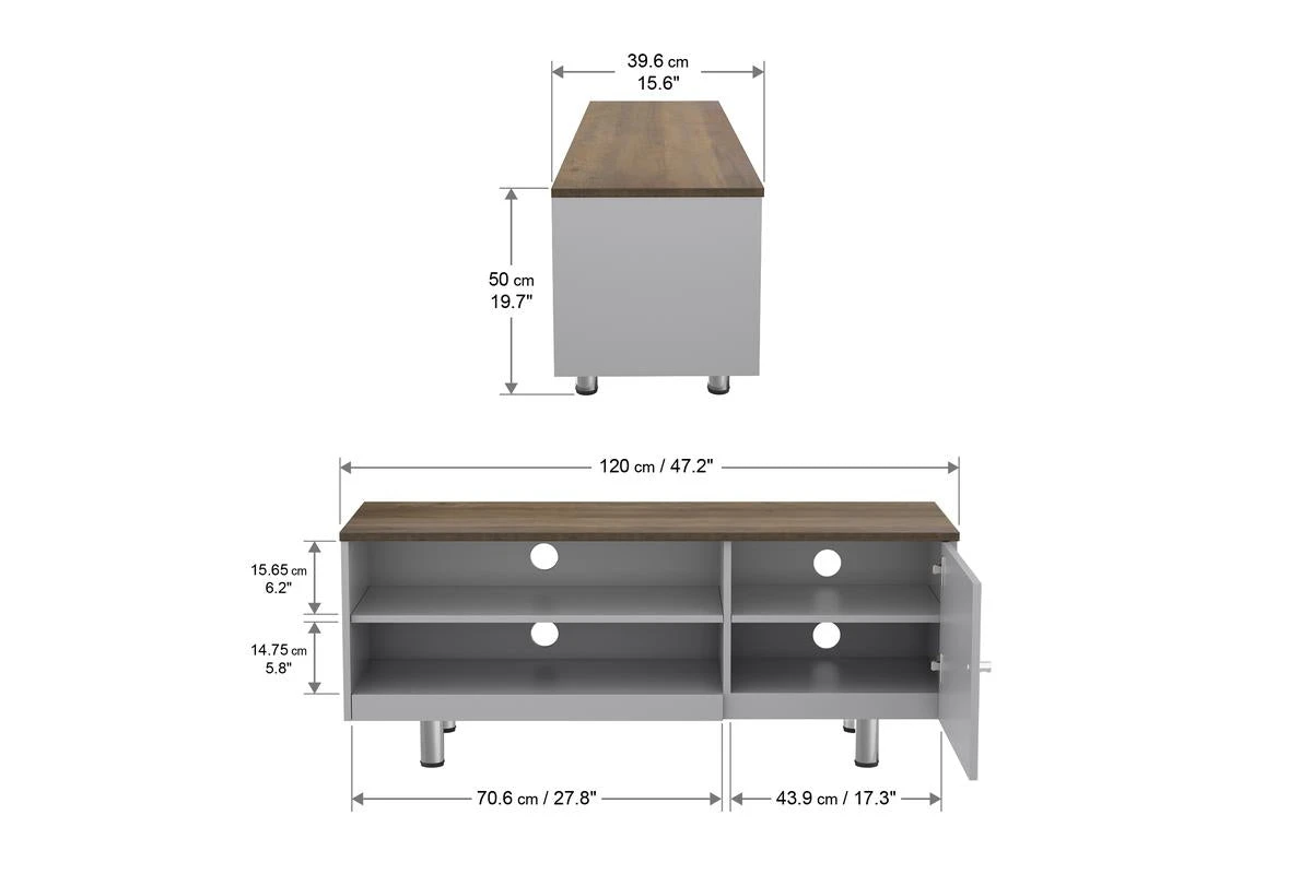 AVF Whitesands 1.2m TV Stand For TVs Up To 60" | Satin Grey & Wood | FS1200WSSG 8 AVF Whitesands 1.2m TV Stand For TVs Up To 60" | Satin Grey & Wood | FS1200WSSG - Image 6