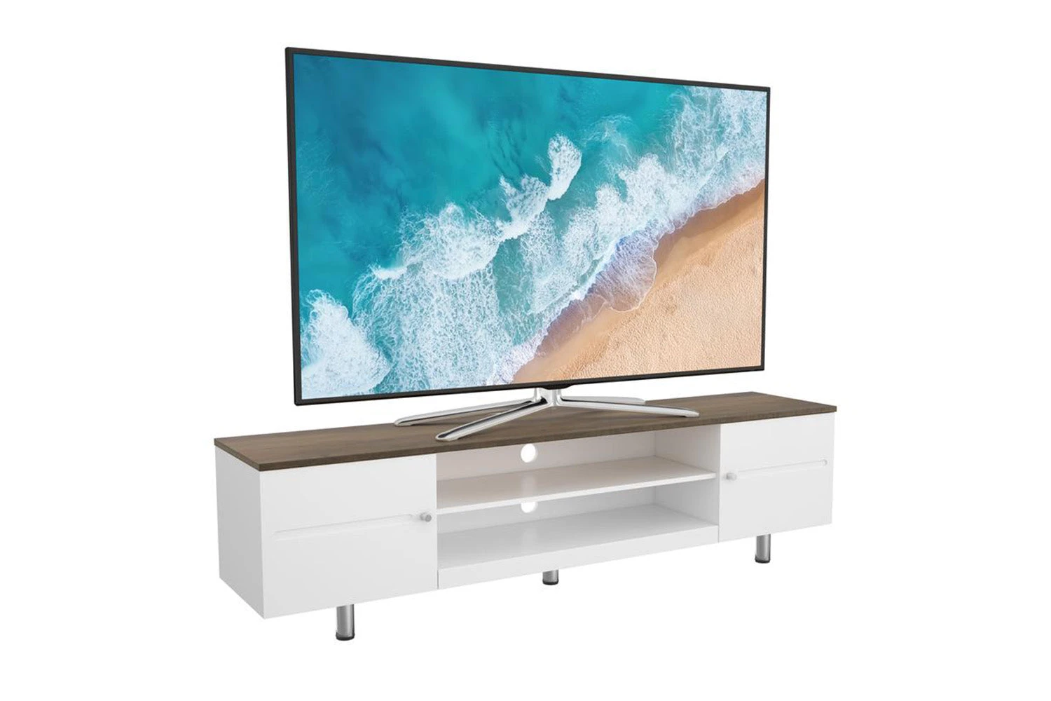 AVF Whitesands 1.9m TV Stand For TVs Up To 85" | Satin White & Wood | FS1900WSSW 5 AVF Whitesands 1.9m TV Stand For TVs Up To 85" | Satin White & Wood | FS1900WSSW - Image 3
