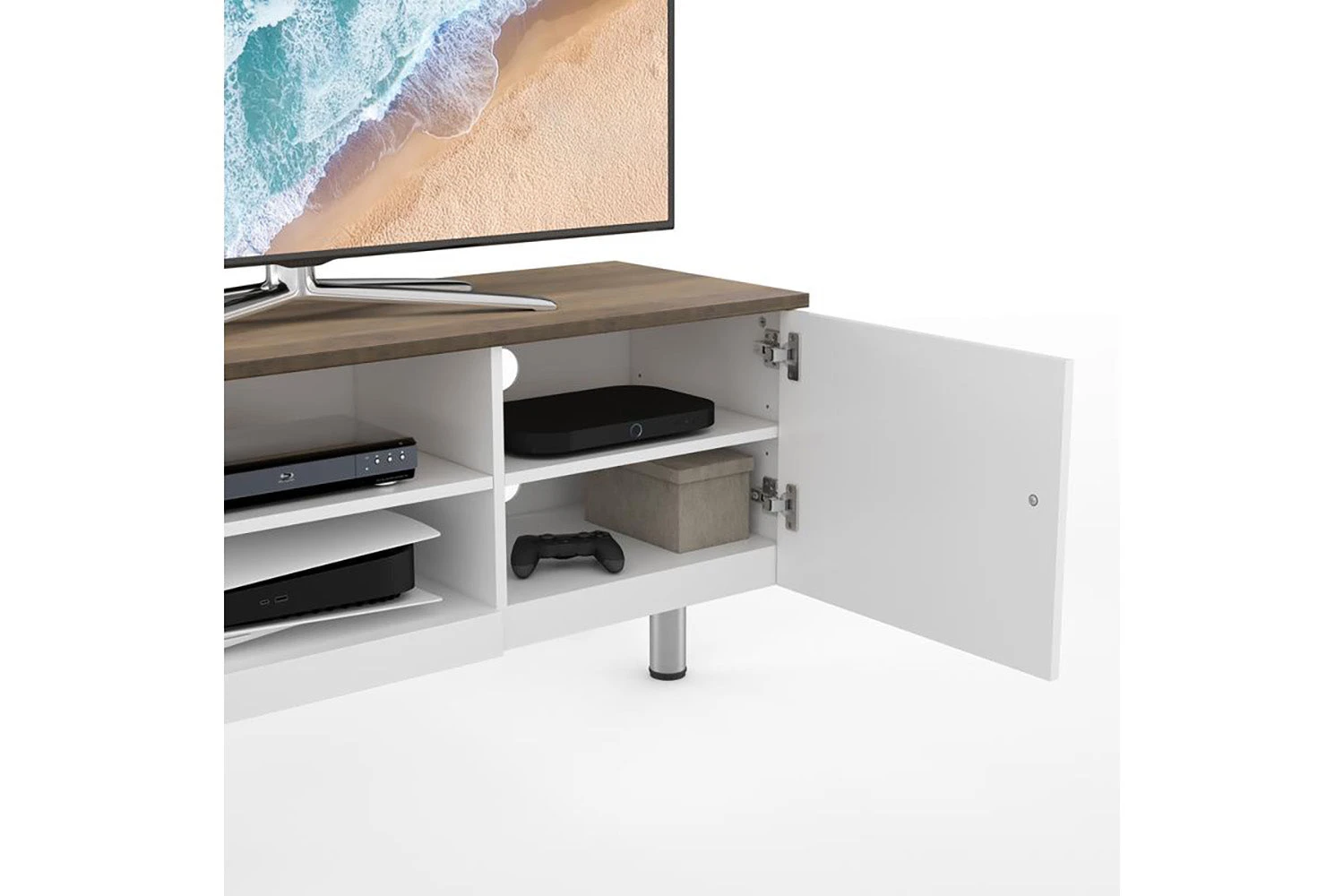 AVF Whitesands 1.9m TV Stand For TVs Up To 85" | Satin White & Wood | FS1900WSSW 7 AVF Whitesands 1.9m TV Stand For TVs Up To 85" | Satin White & Wood | FS1900WSSW - Image 5