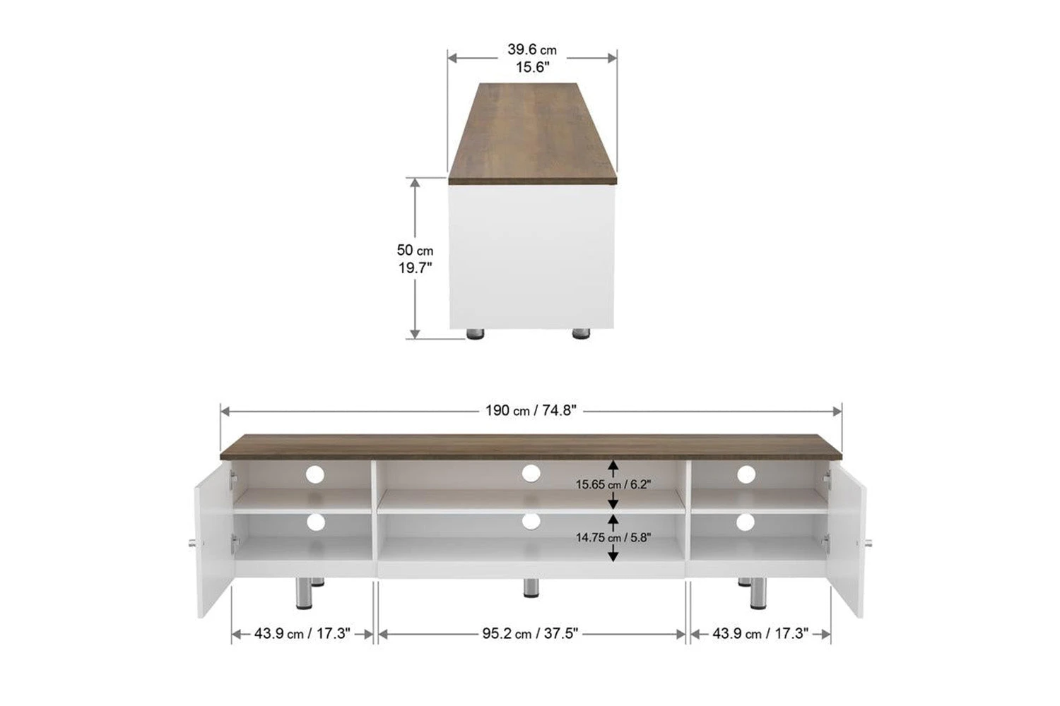 AVF Whitesands 1.9m TV Stand For TVs Up To 85" | Satin White & Wood | FS1900WSSW 8 AVF Whitesands 1.9m TV Stand For TVs Up To 85" | Satin White & Wood | FS1900WSSW - Image 6