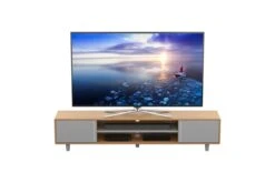 AVF Harbour 2m TV Stand For TVs Up To 95"| Light Wood And Grey | FS2000HARLWG -Home Appliances FS2000HARLWG 04 300dpi
