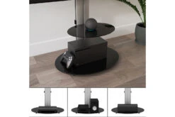 AVF Eno 60cm Pedestal TV Stand With Shelf For TVs 32-55" | Silver & Black Glass| FSL600ENSB -Home Appliances FSL600ENSB 04