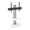 AFV Eno 60cm Pedestal TV Stand With Shelf For TVs 32-55" | Silver & White Glass | FSL600ENSW