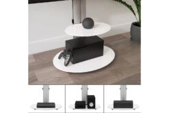 AFV Eno 60cm Pedestal TV Stand With Shelf For TVs 32-55" | Silver & White Glass | FSL600ENSW 11 AFV Eno 60cm Pedestal TV Stand With Shelf For TVs 32-55" | Silver & White Glass | FSL600ENSW -Home Appliances FSL600ENSW 04