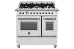 Bertazzoni 90cm Heritage Series Dual Fuel Range Cooker | HER96L2EXT | Stainless Steel