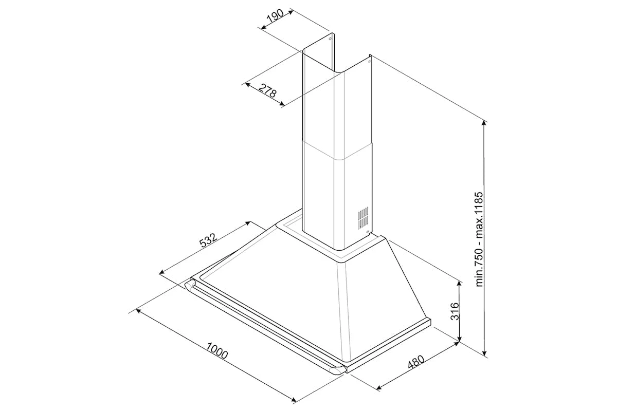 Smeg Victoria Aesthetic 100cm Chimney Hood | KT100PE | Cream 4 Smeg Victoria Aesthetic 100cm Chimney Hood | KT100PE | Cream - Image 2