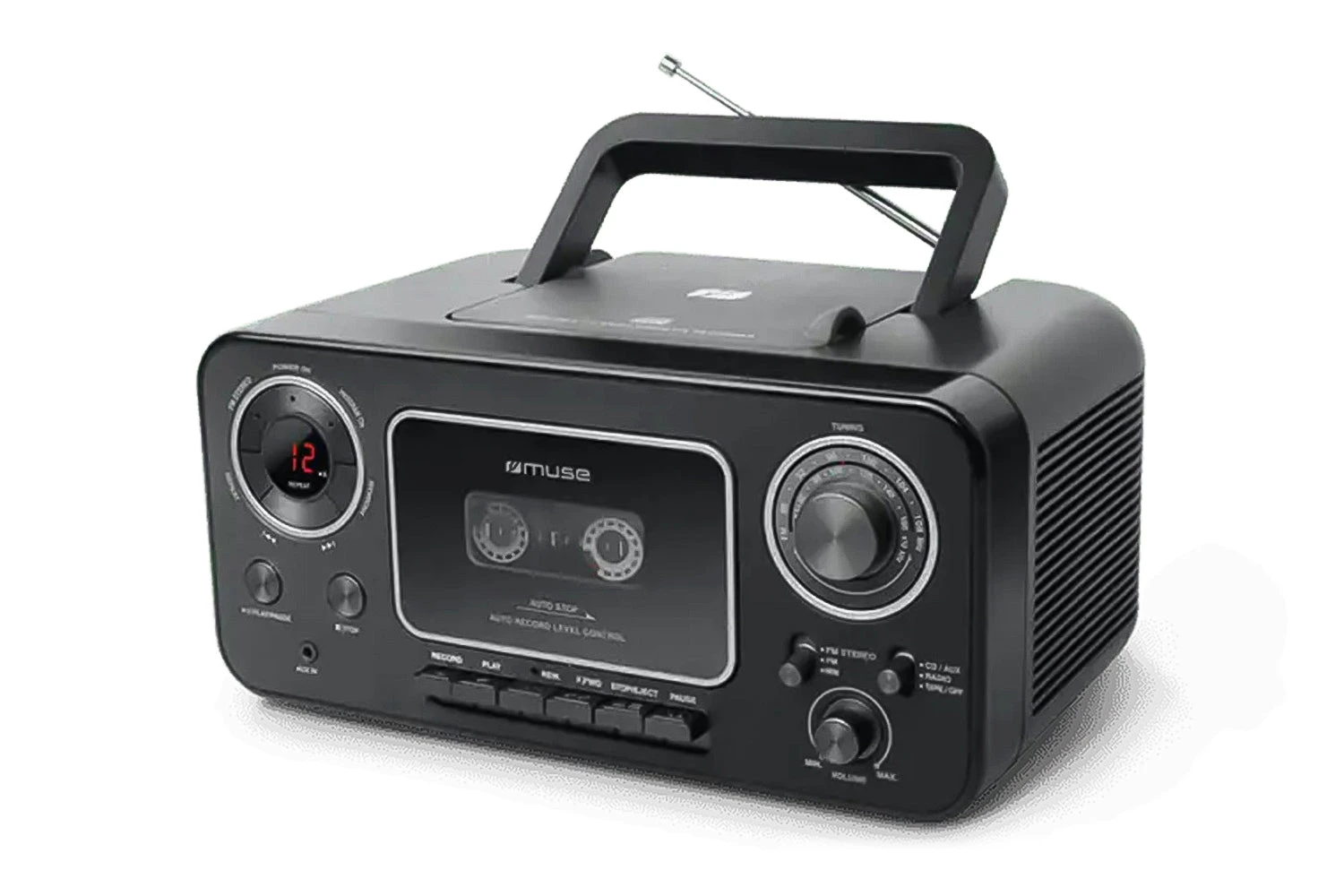 Muse Portable Stereo Radio CD Cassette Recorder| Black 5 Muse Portable Stereo Radio CD Cassette Recorder| Black - Image 3