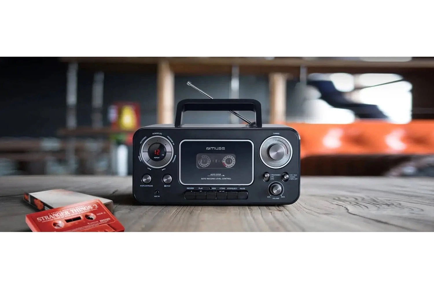 Muse Portable Stereo Radio CD Cassette Recorder| Black 4 Muse Portable Stereo Radio CD Cassette Recorder| Black - Image 2