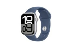 Apple Watch Series 10 | 42mm | Silver Aluminium Case Denim Sport Band M/L -Home Appliances MWWC3QAA 10