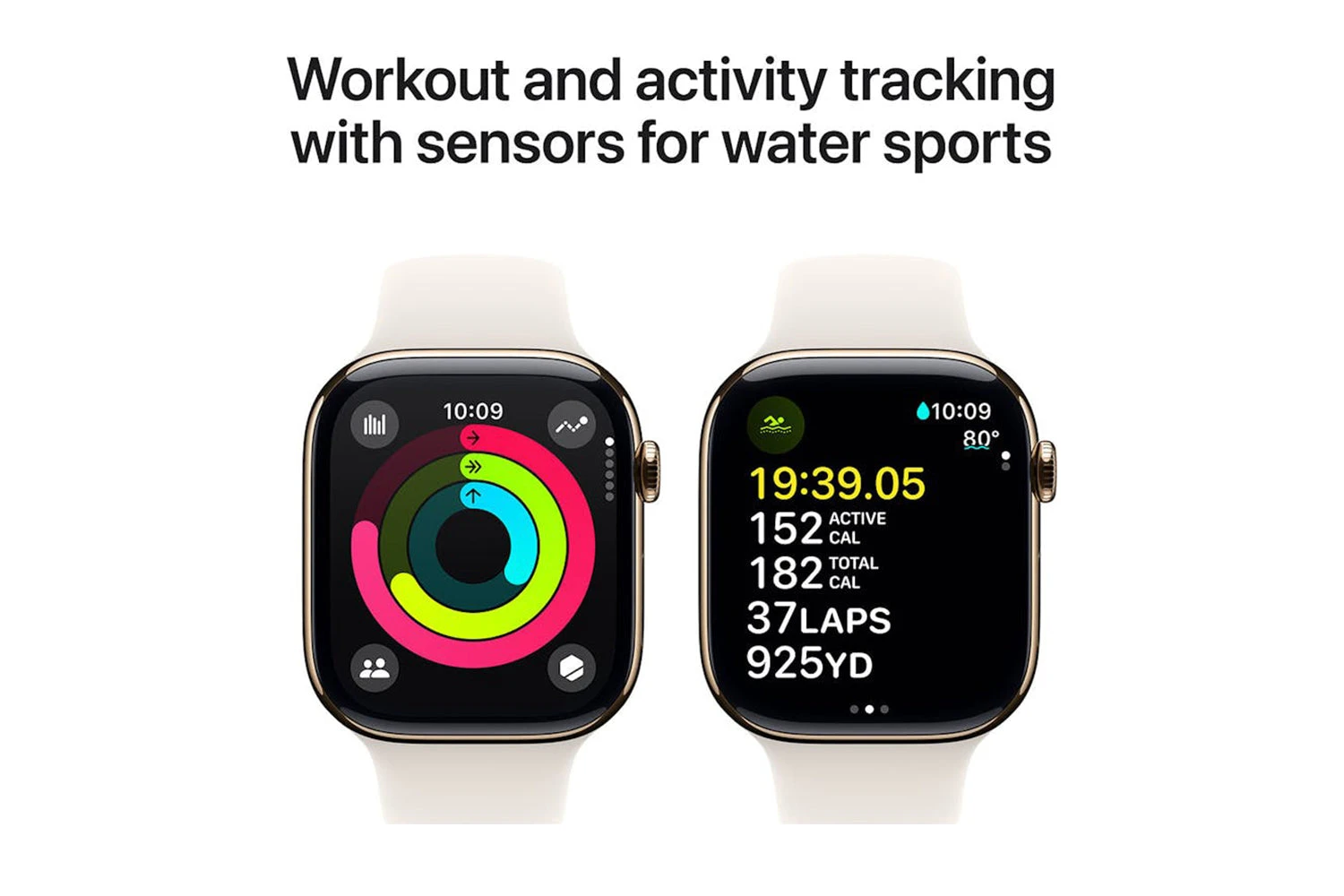 Apple Watch Series 10 GPS + Cellular | 46mm | Gold Titanium Case With Starlight Sport Band M/L 6 Apple Watch Series 10 GPS + Cellular | 46mm | Gold Titanium Case With Starlight Sport Band M/L - Image 4