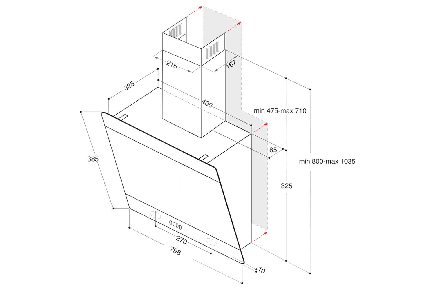 Hotpoint 80cm Free Standing Cooker Hood | PHVP82FLTK 4 Hotpoint 80cm Free Standing Cooker Hood | PHVP82FLTK - Image 2