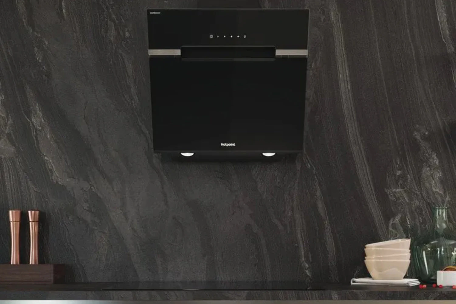 Hotpoint 60cm Chimney Cooker Hood | PHVS61FLTDPK 4 Hotpoint 60cm Chimney Cooker Hood | PHVS61FLTDPK - Image 2