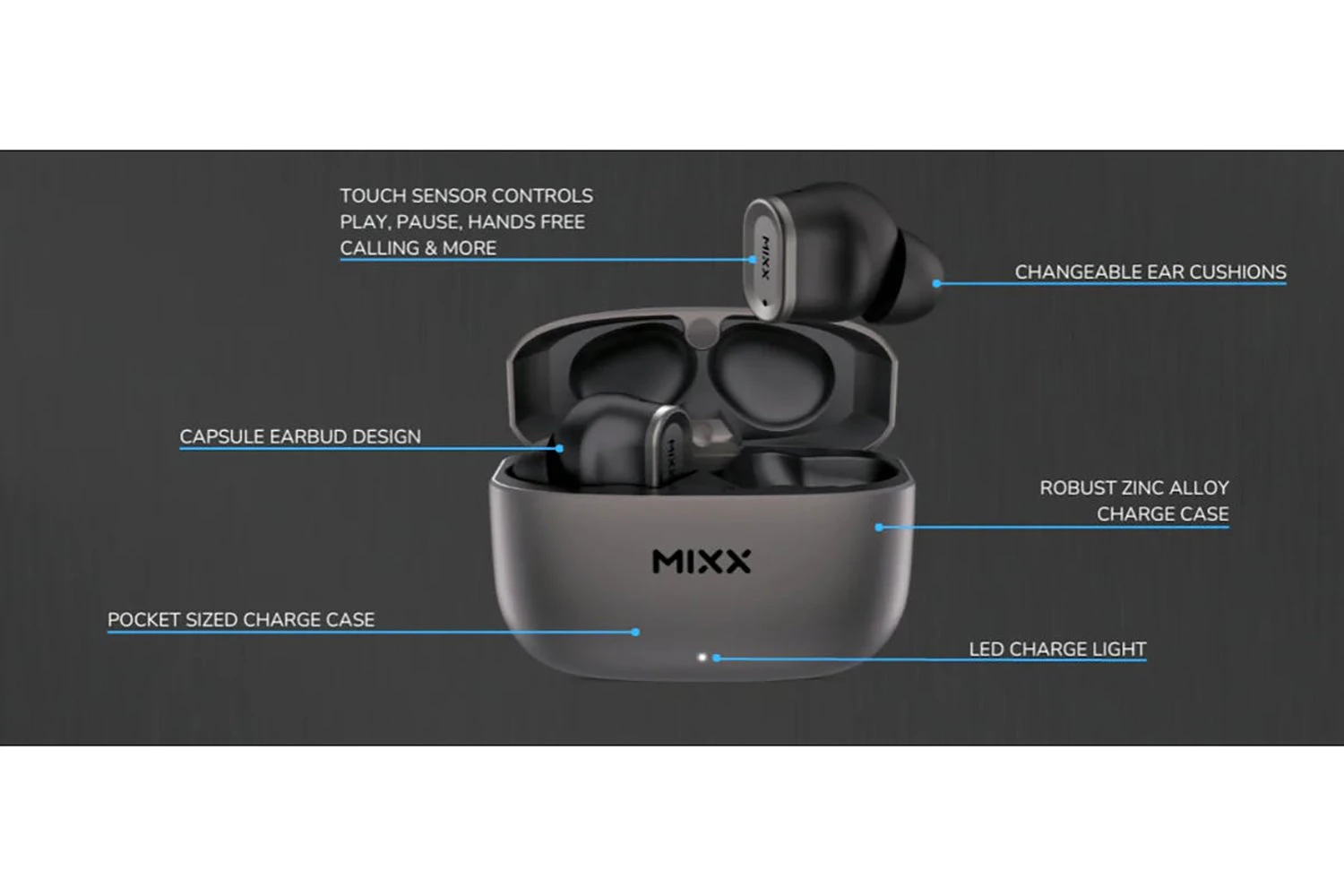 Mixx StreamBuds Custom 1 In-Ear True Wireless Earbuds | Black Gun Metal 7 Mixx StreamBuds Custom 1 In-Ear True Wireless Earbuds | Black Gun Metal - Image 5