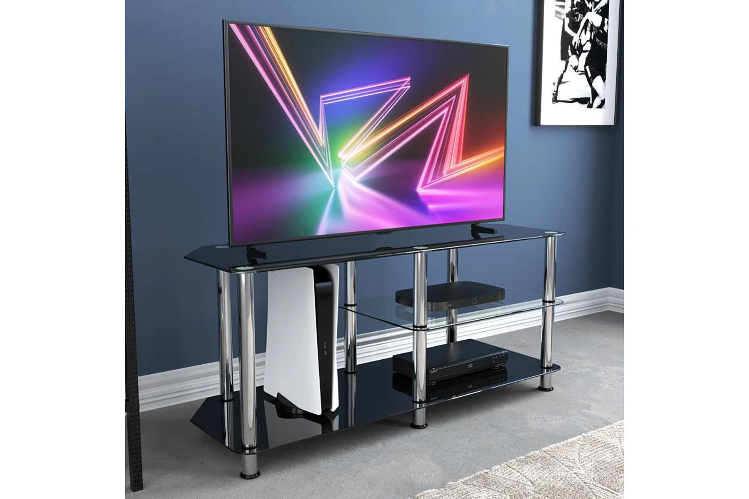 AVF Classic 1.14 Glass TV Stand With Vertical Storage For TVs Up To 55"| Black & Chrome | SDC1140-5 10 AVF Classic 1.14 Glass TV Stand With Vertical Storage For TVs Up To 55"| Black & Chrome | SDC1140-5 - Image 8