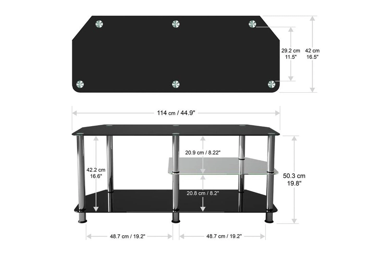 AVF Classic 1.14 Glass TV Stand With Vertical Storage For TVs Up To 55"| Black & Chrome | SDC1140-5 5 AVF Classic 1.14 Glass TV Stand With Vertical Storage For TVs Up To 55"| Black & Chrome | SDC1140-5 - Image 3