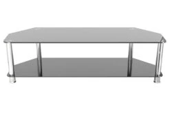 AVF Classic 1.4m Glass Corner TV Stand For TVs Up To 65"| Black & Chrome | SDC1400