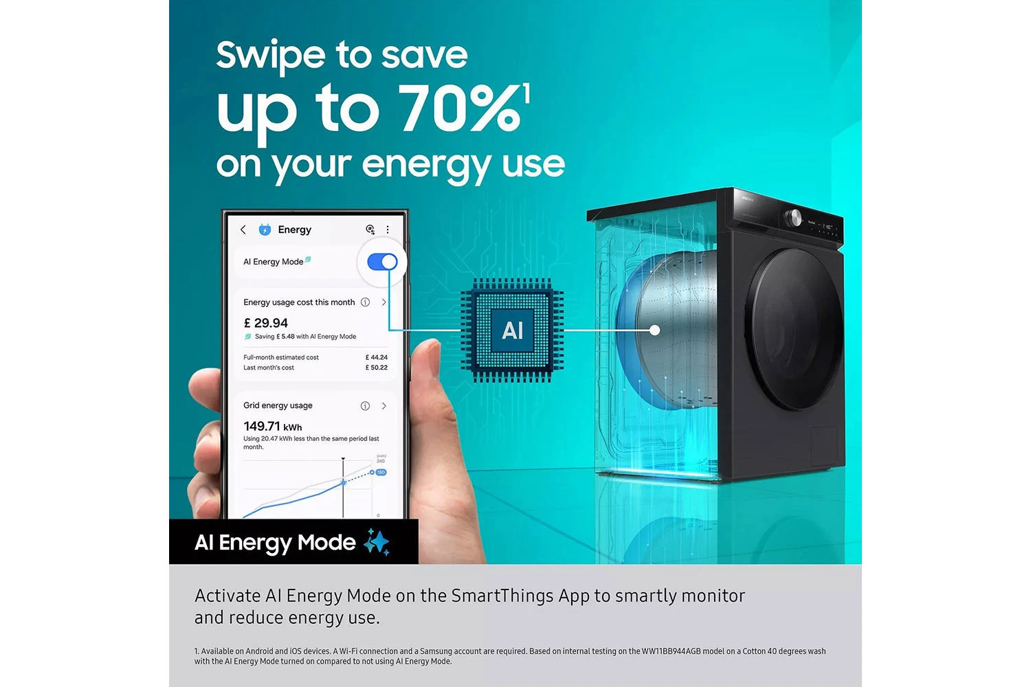 Samsung Series 6 11kg Freestanding Washing Machine | WW11DG6B85LBU1 9 Samsung Series 6 11kg Freestanding Washing Machine | WW11DG6B85LBU1 - Image 7